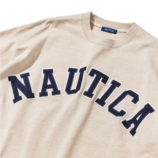 Nautica Japan Arch Logo Pigment Dyed T-Shirt Beige