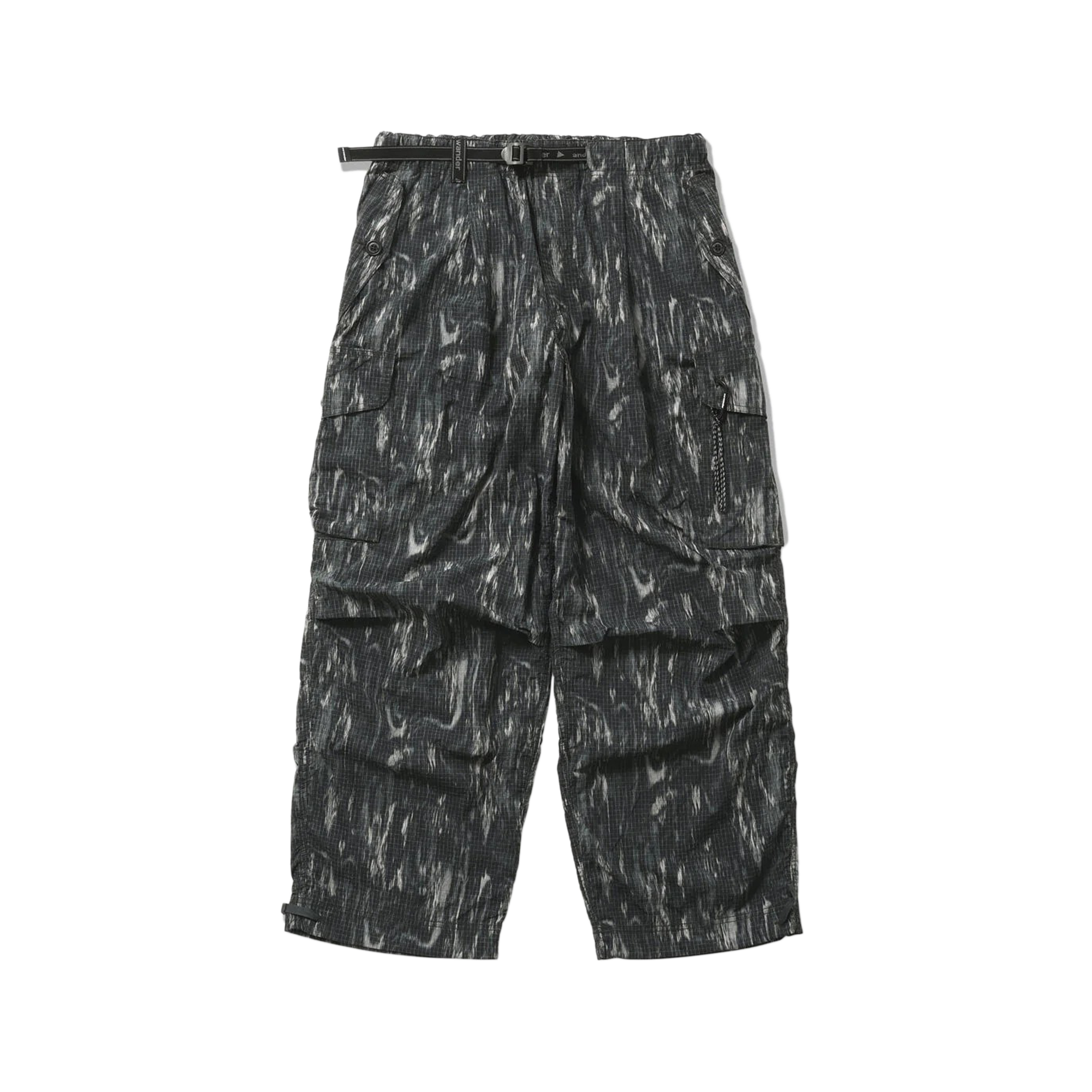 and wander Printed Ripstop Cargo Pants Black