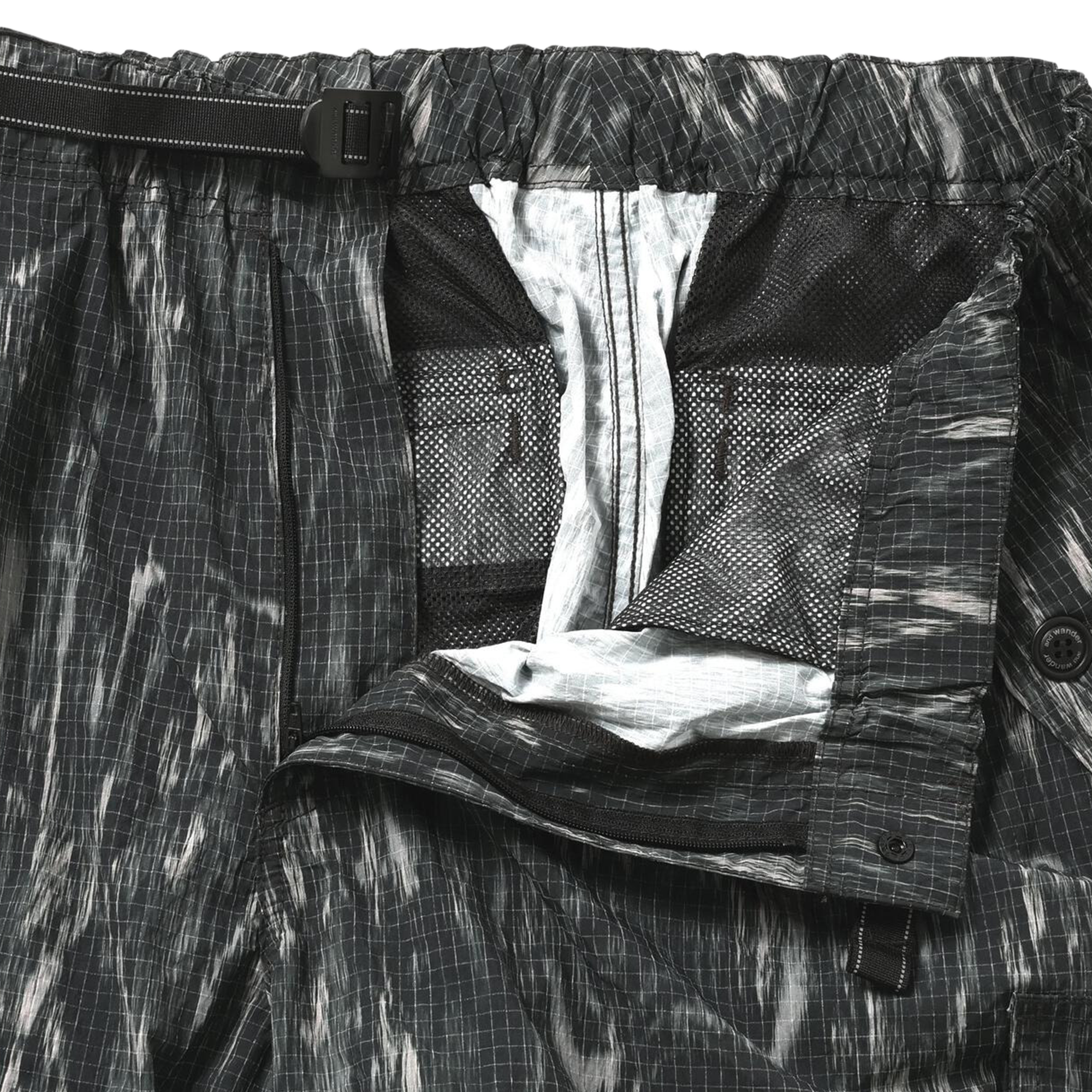 and wander Printed Ripstop Cargo Pants Black