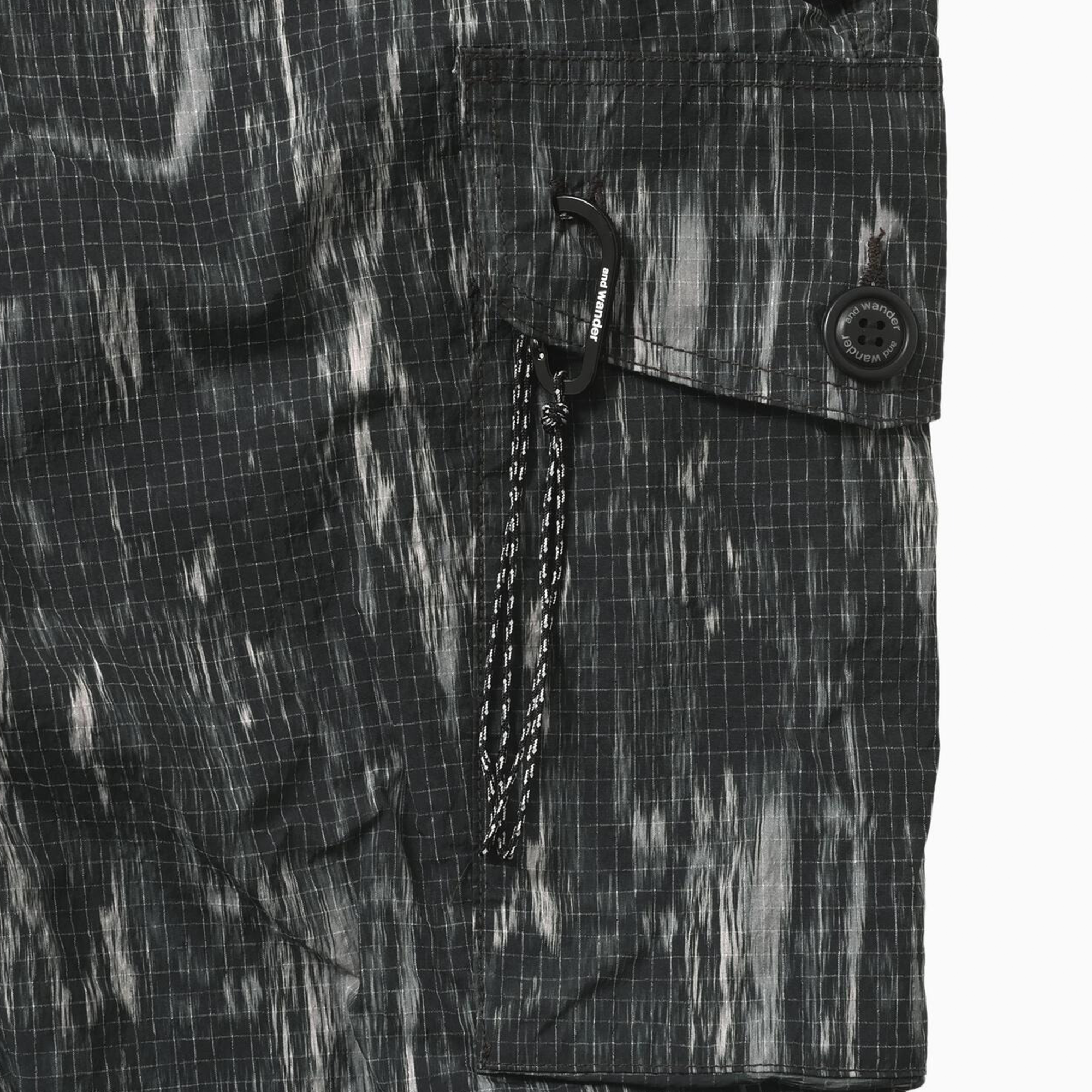 and wander Printed Ripstop Cargo Pants Black