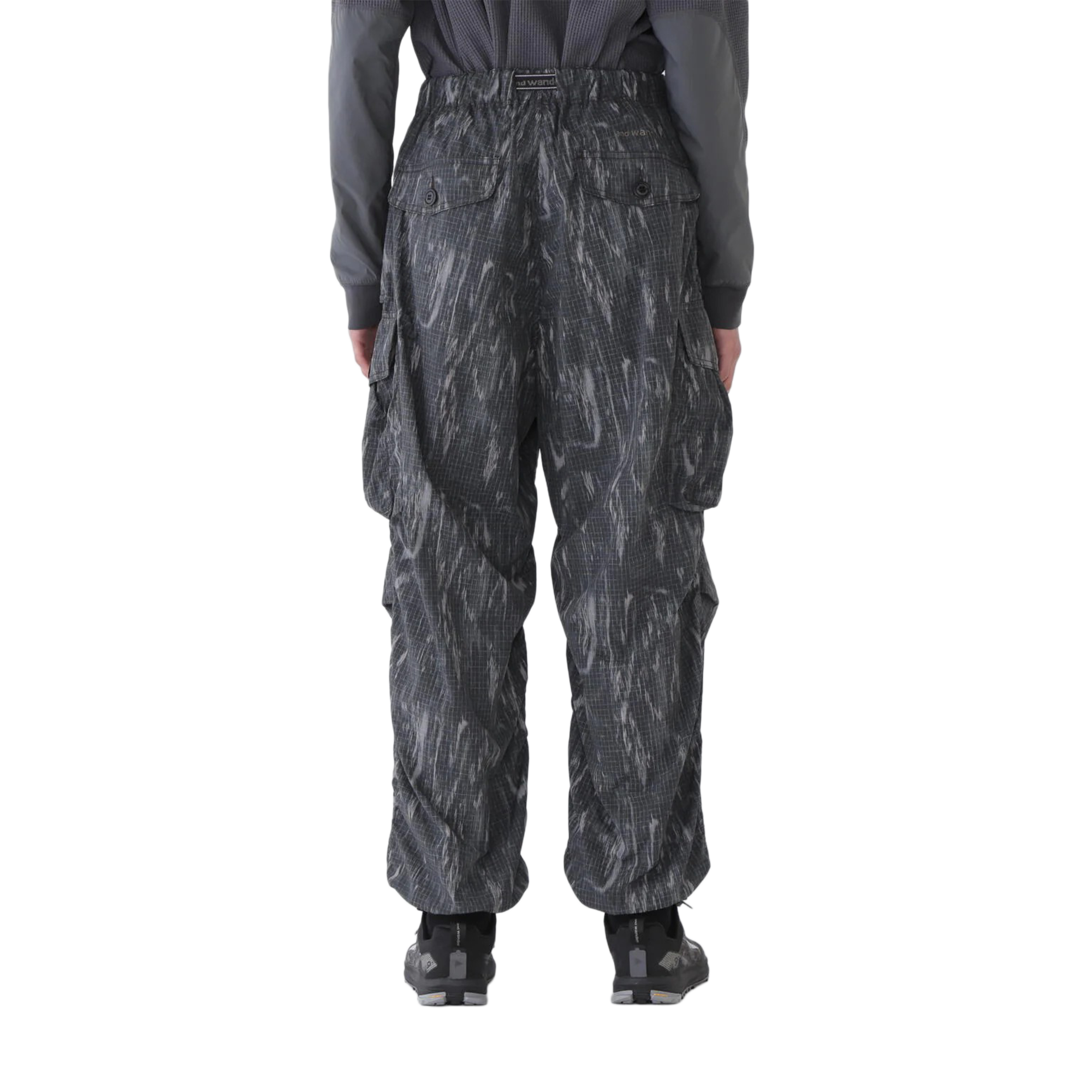and wander Printed Ripstop Cargo Pants Black