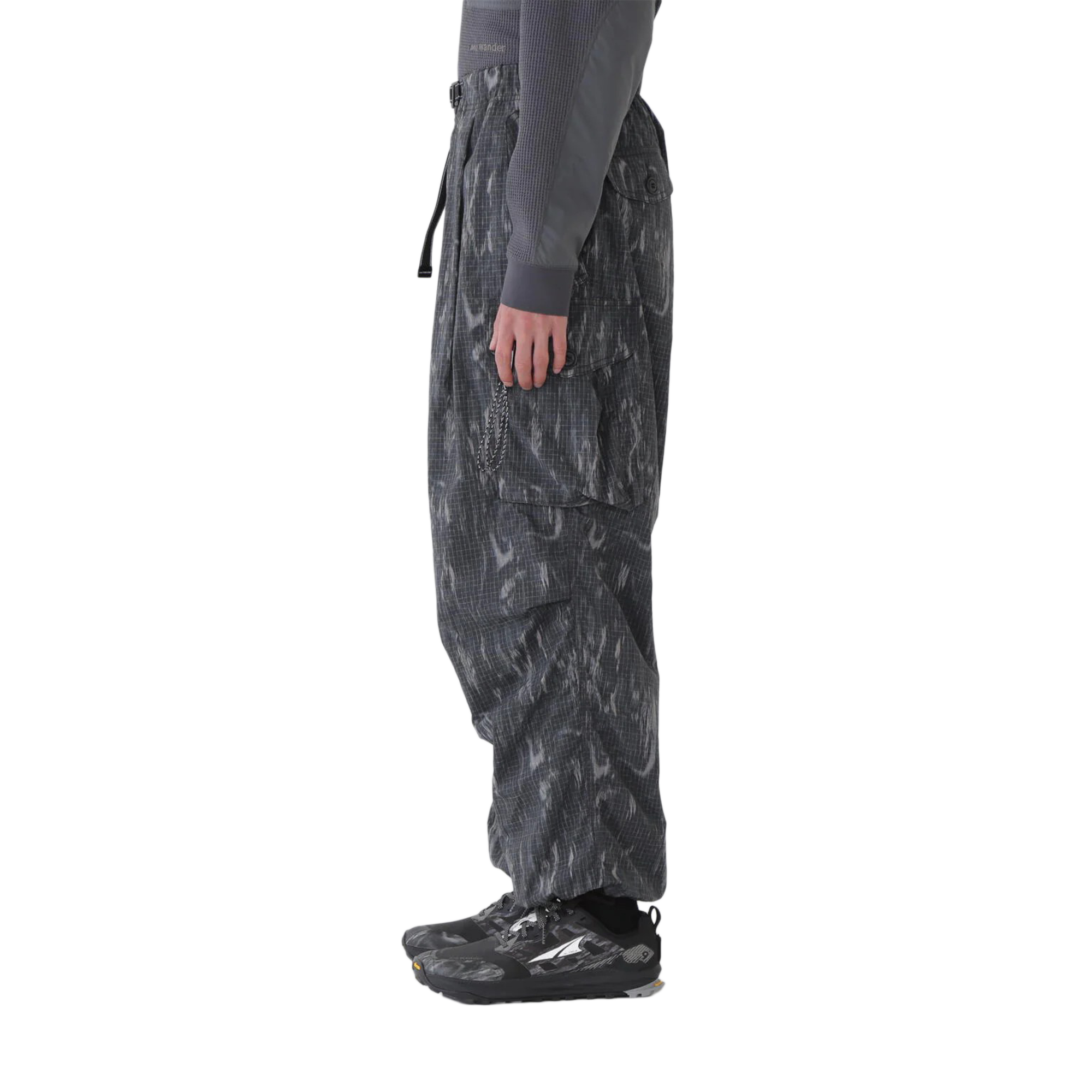 and wander Printed Ripstop Cargo Pants Black