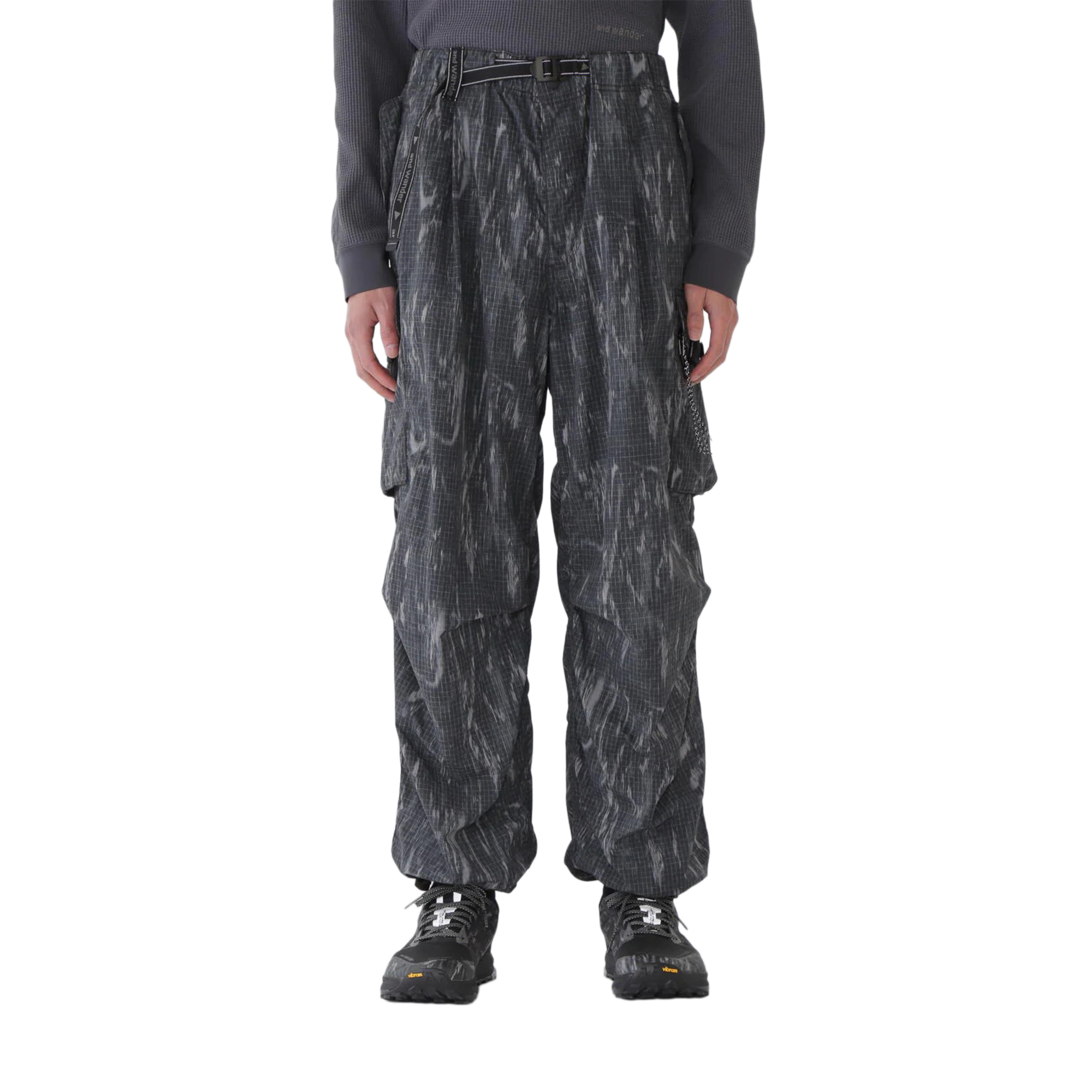 and wander Printed Ripstop Cargo Pants Black