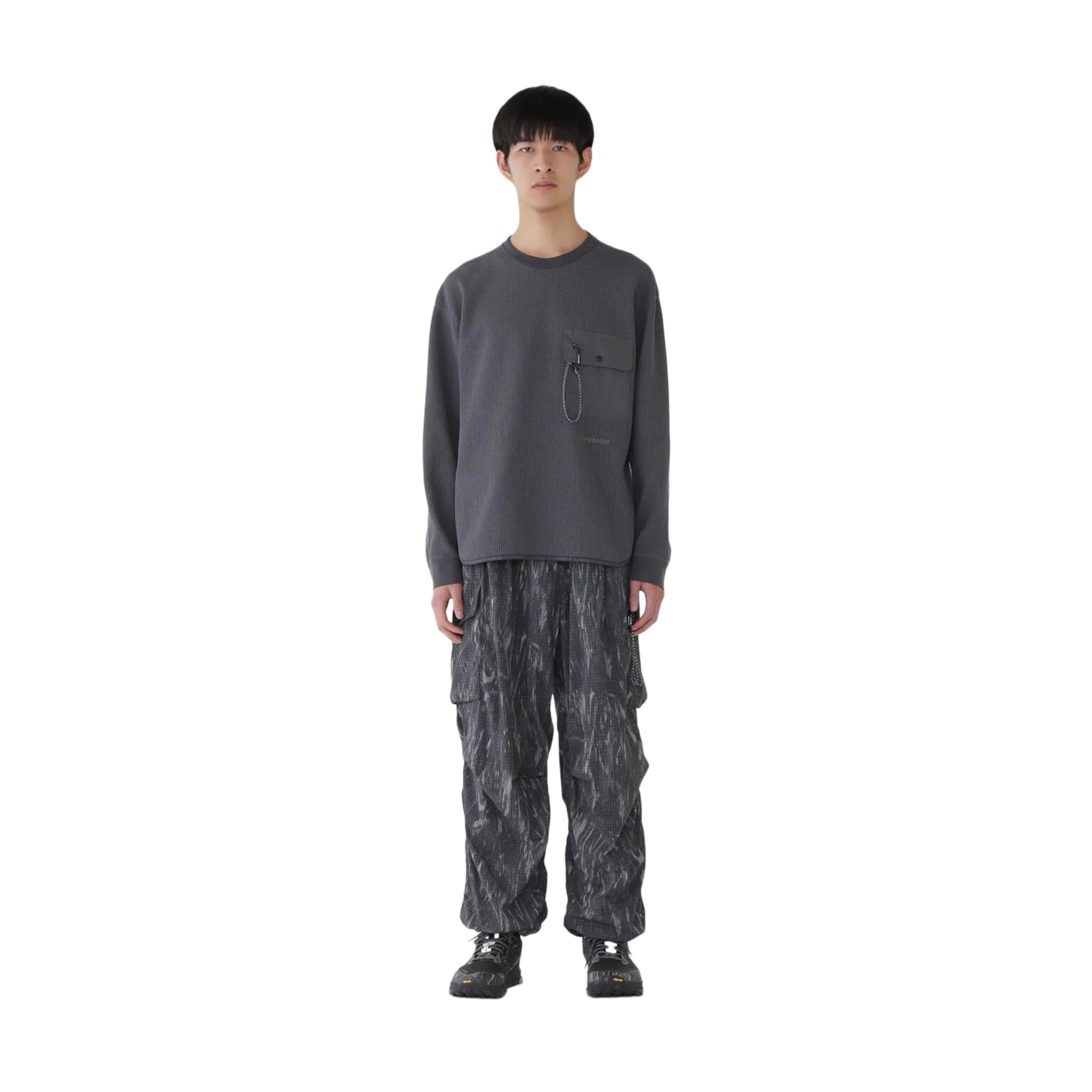 and wander Printed Ripstop Cargo Pants Black