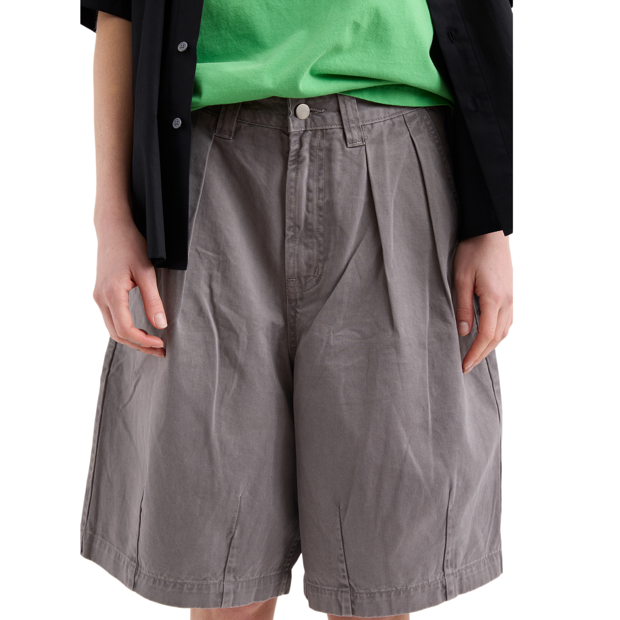 Pseushi Pleated Balloon Shorts Grey