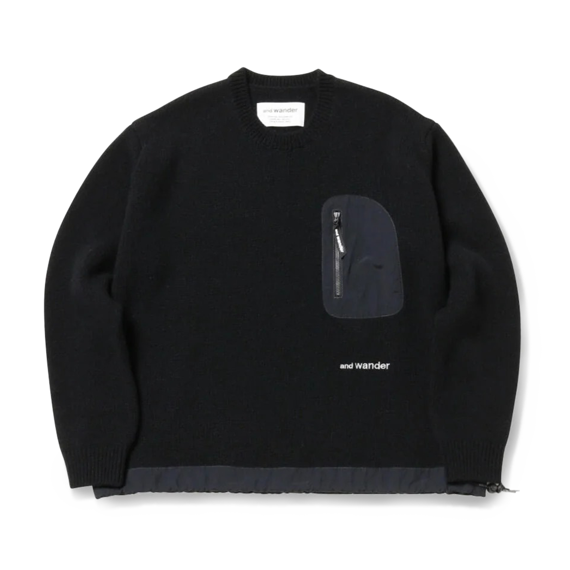 and wander Shetland Wool Sweater Black