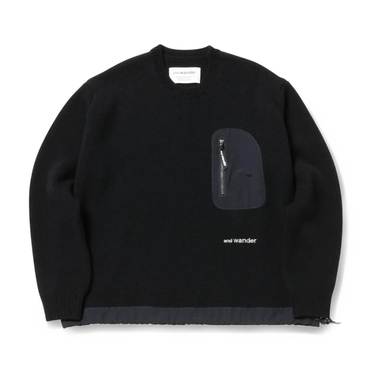 and wander Shetland Wool Sweater Black