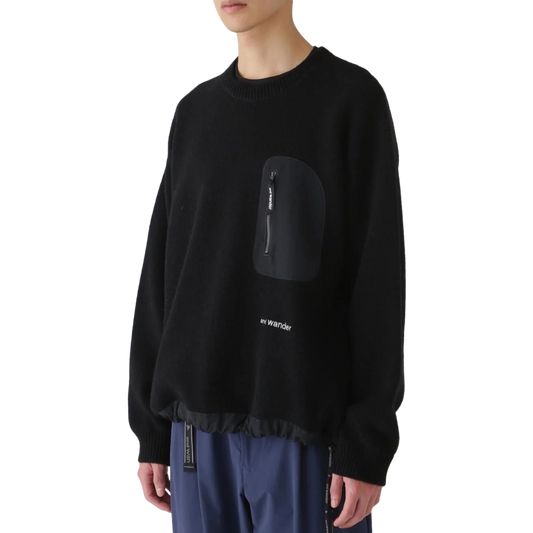 and wander Shetland Wool Sweater Black