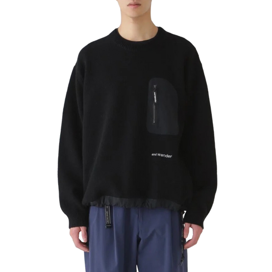 and wander Shetland Wool Sweater Black