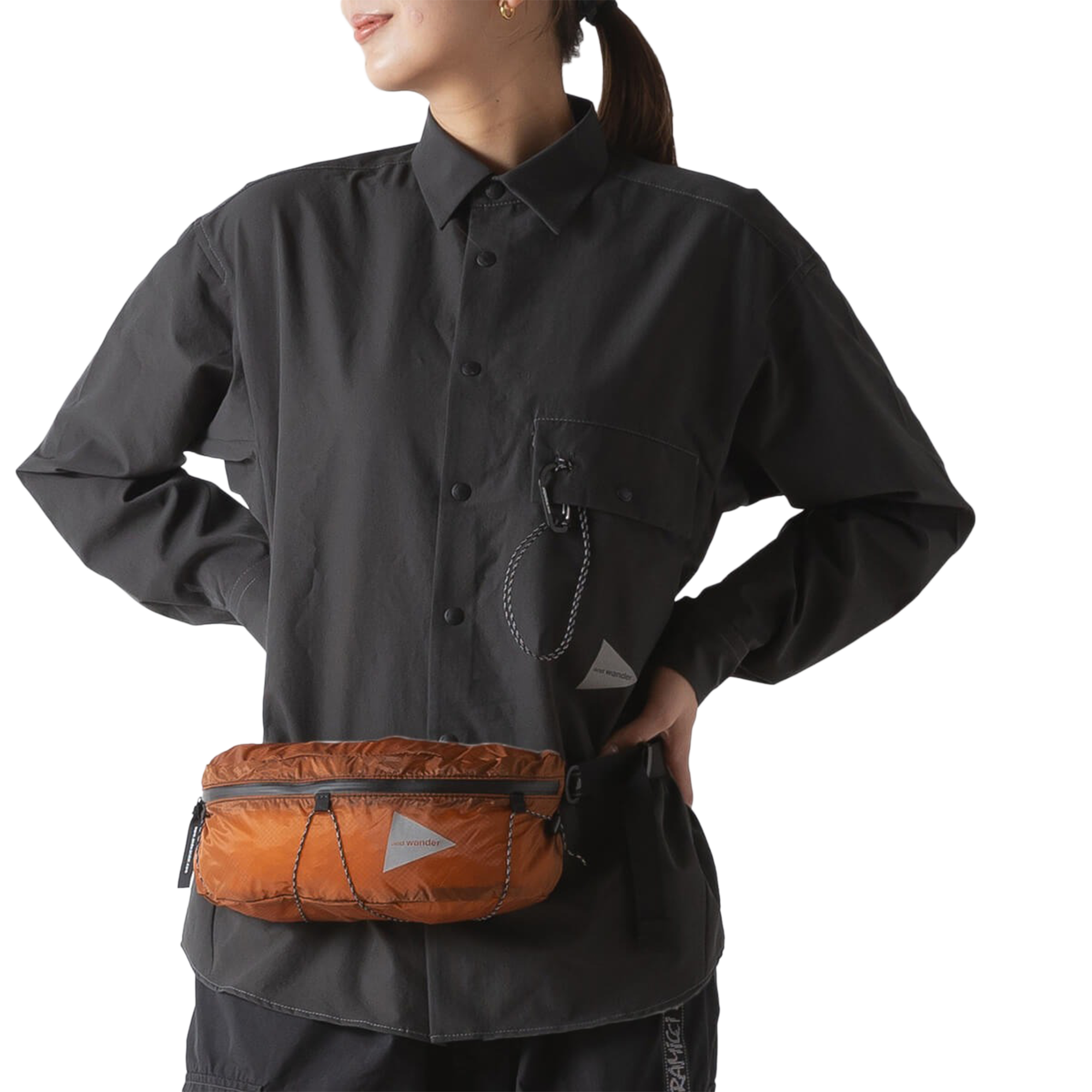 and wander Sil Waist Bag D.Orange