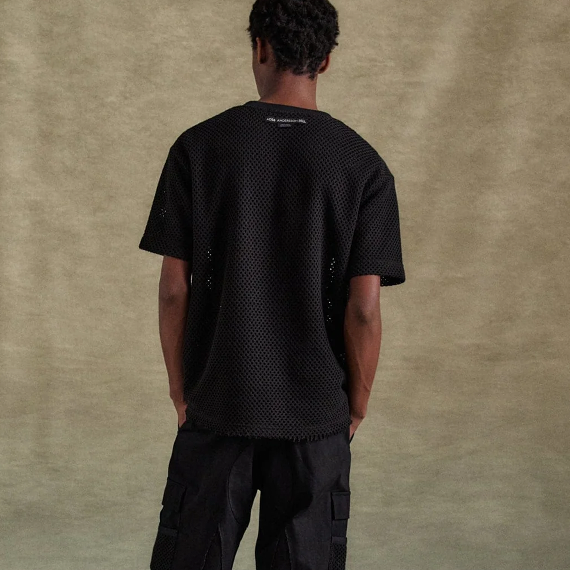 Andersson Bell Star Patch Mesh T-Shirts Black ATB1295M