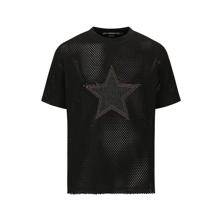 Andersson Bell Star Patch Mesh T-Shirts Black ATB1295M