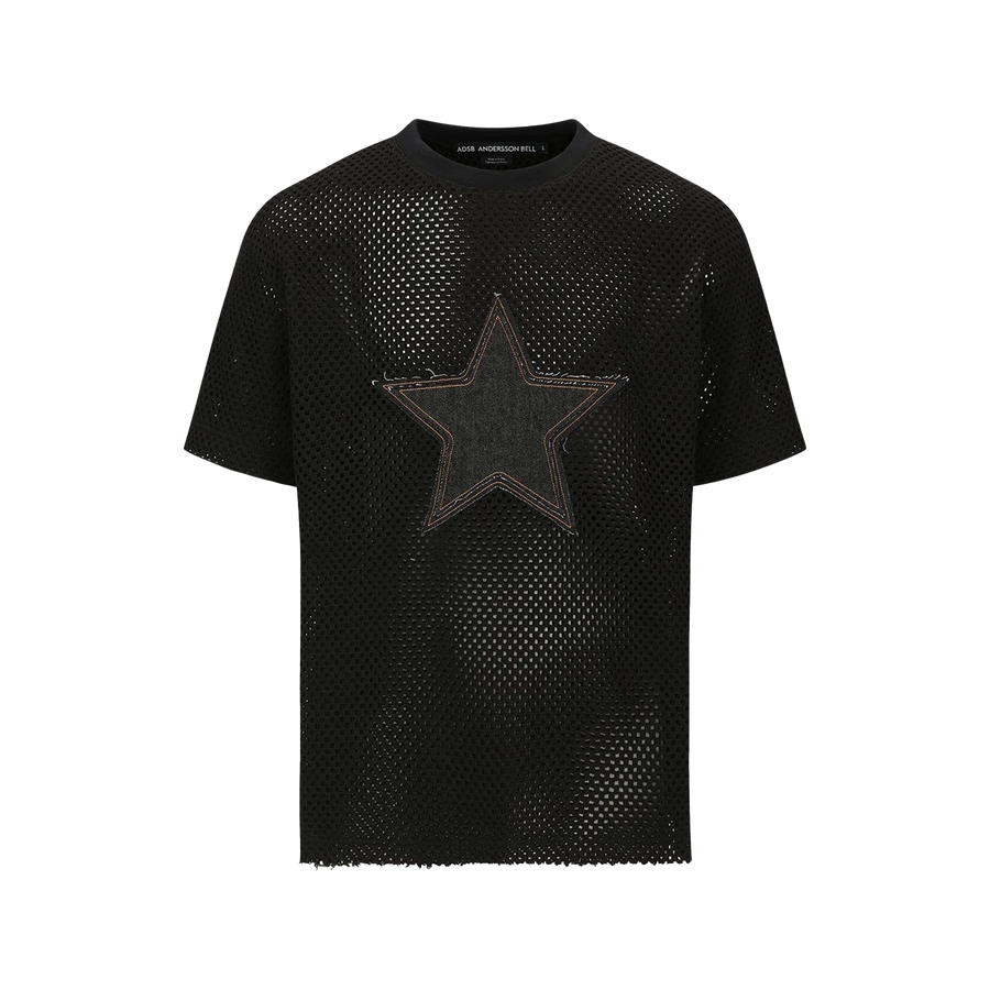 Andersson Bell Star Patch Mesh T-Shirts Black ATB1295M
