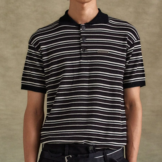 Andersson Bell Stripe Polo Sweater Black/Brown ATB1286M