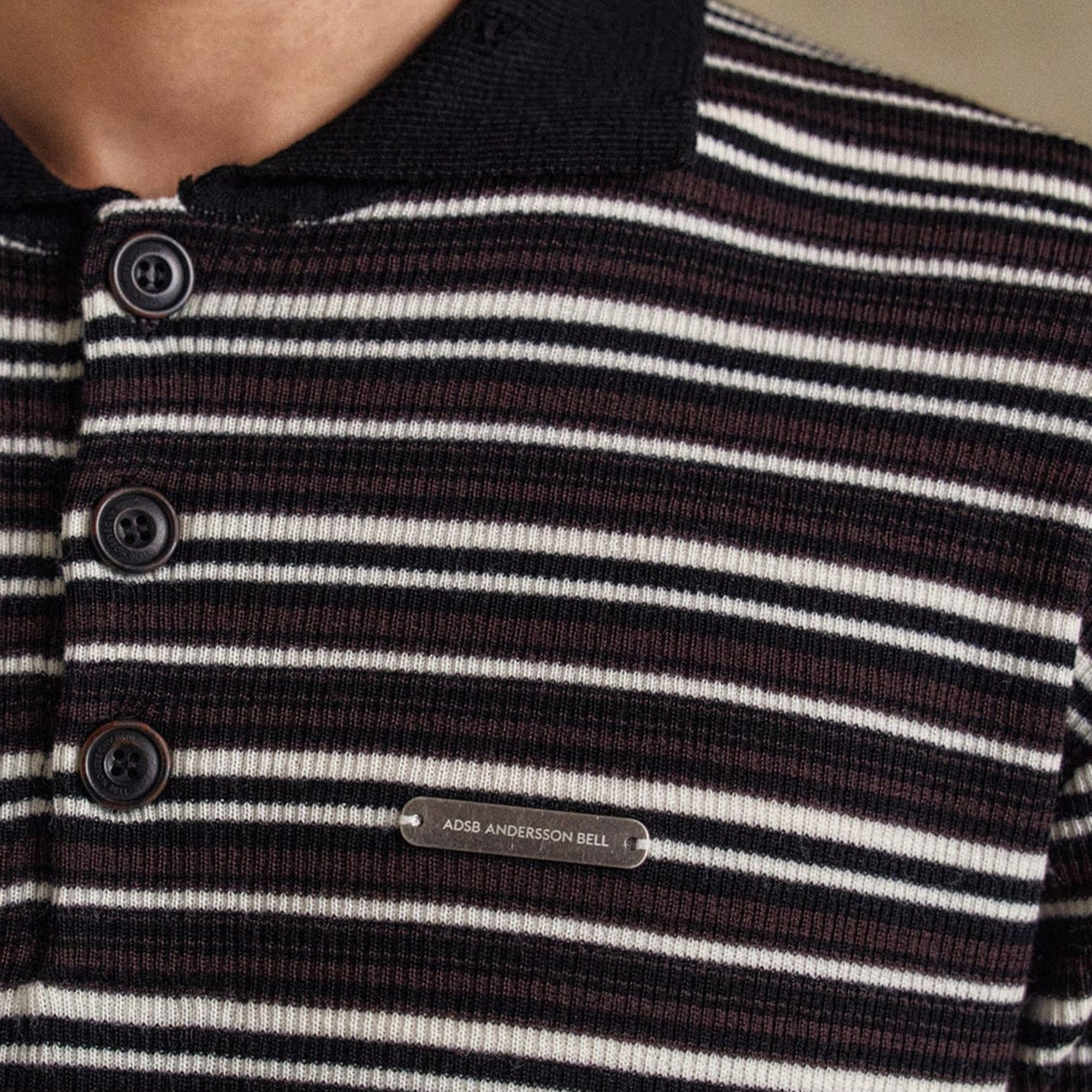 Andersson Bell Stripe Polo Sweater Black/Brown ATB1286M