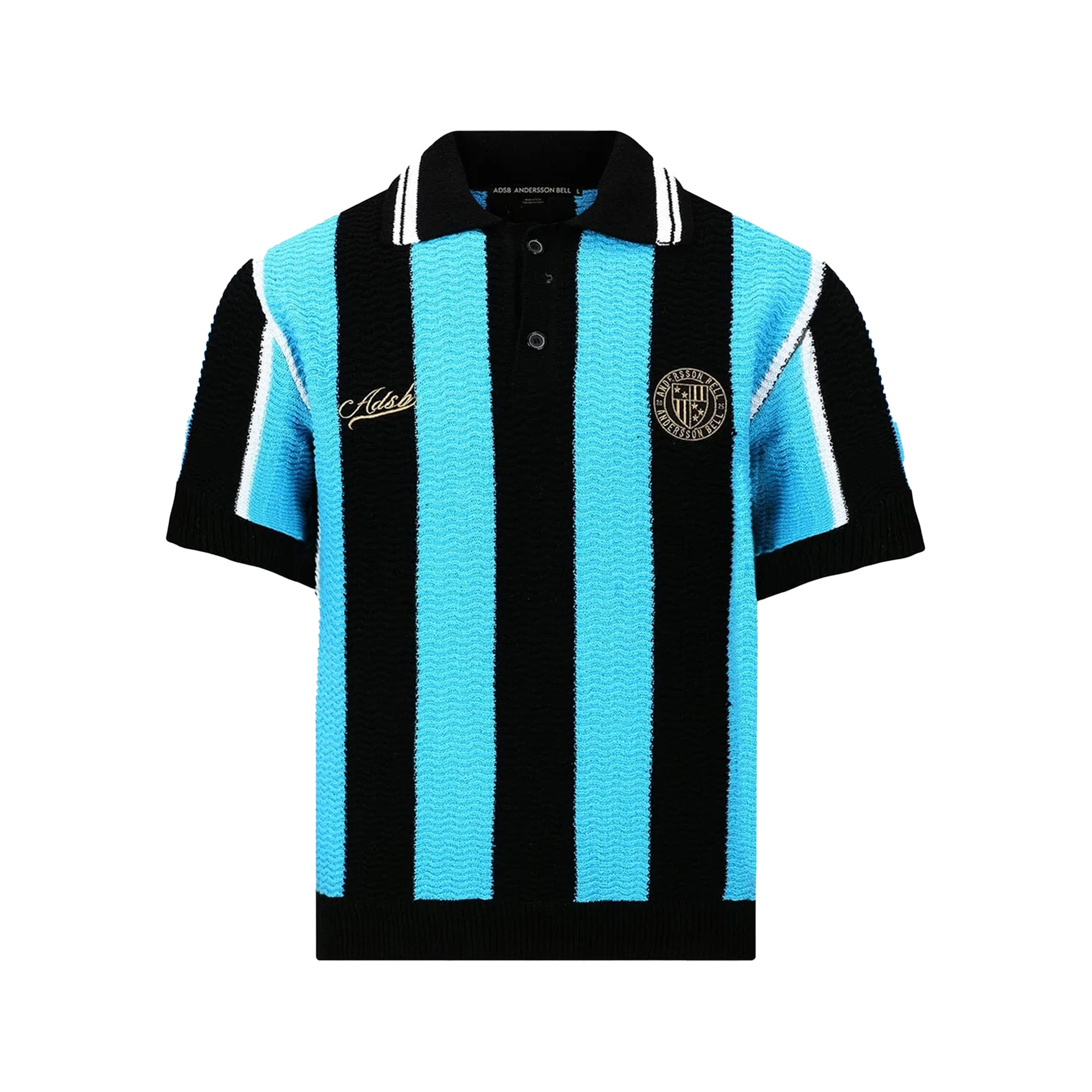 Andersson Bell Stripe Soccer Polo Sweater Black/Blue ATB1325M