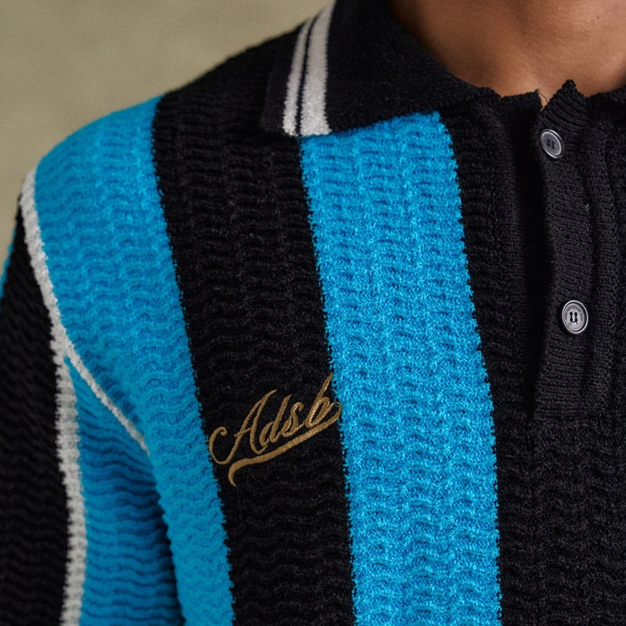 Andersson Bell Stripe Soccer Polo Sweater Black/Blue ATB1325M