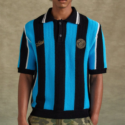 Andersson Bell Stripe Soccer Polo Sweater Black/Blue ATB1325M