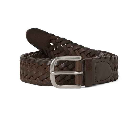 thisisneverthat Leather Mesh Belt Brown