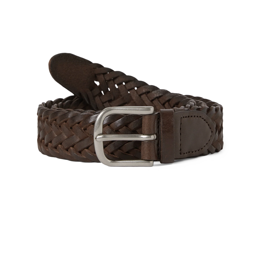 thisisneverthat Leather Mesh Belt Brown