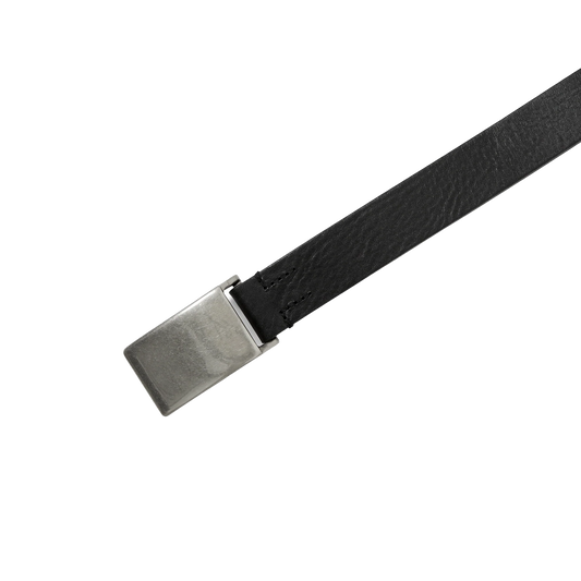 thisisneverthat Flat Buckle Leather Belt Black