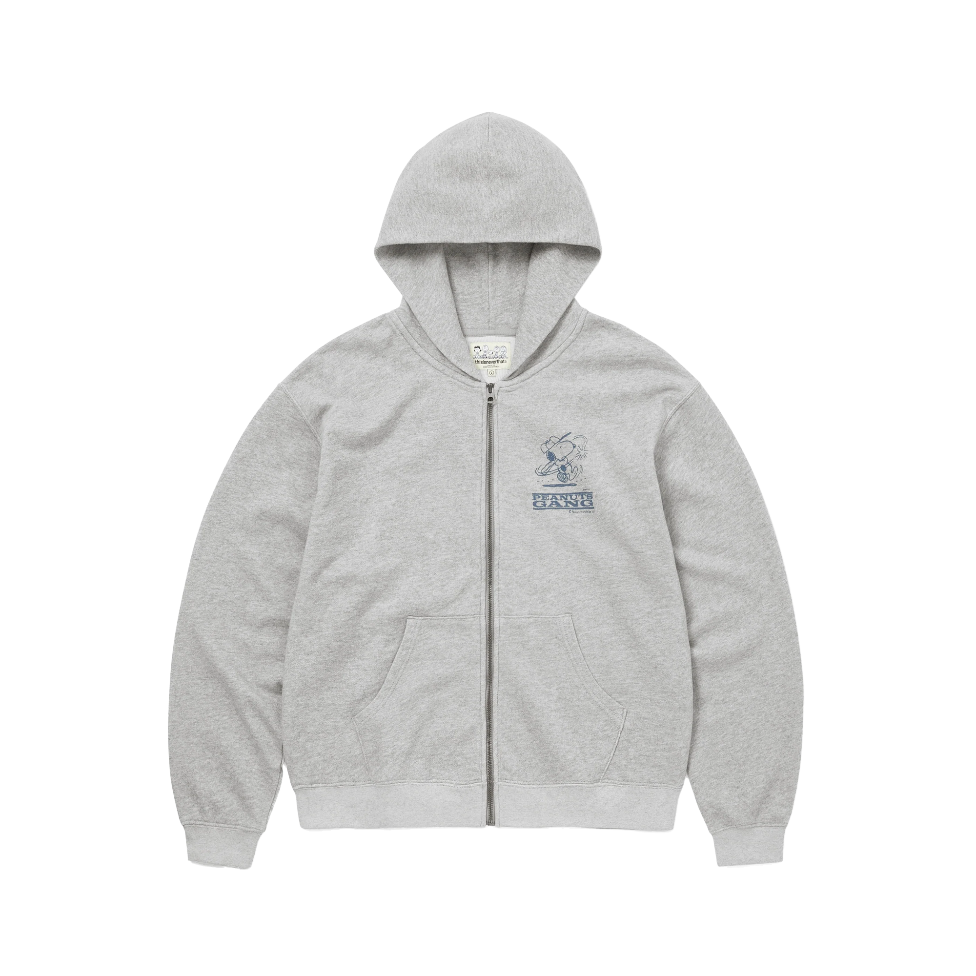 thisisneverthat x Peanuts Zip Up Hoodie Heather Grey