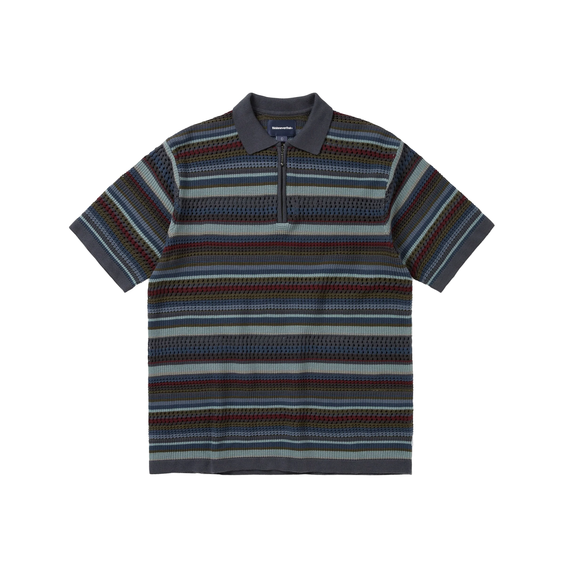 thisisneverthat Striped Knit Polo Dark Navy