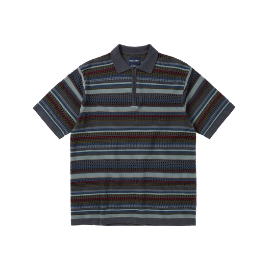 thisisneverthat Striped Knit Polo Dark Navy