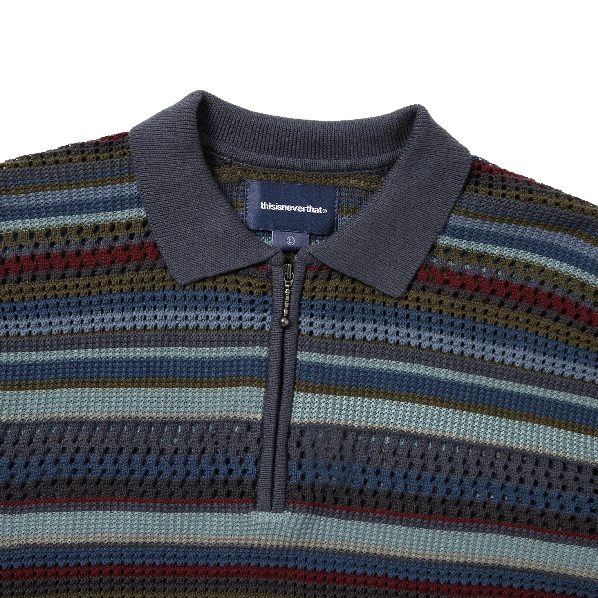 thisisneverthat Striped Knit Polo Dark Navy
