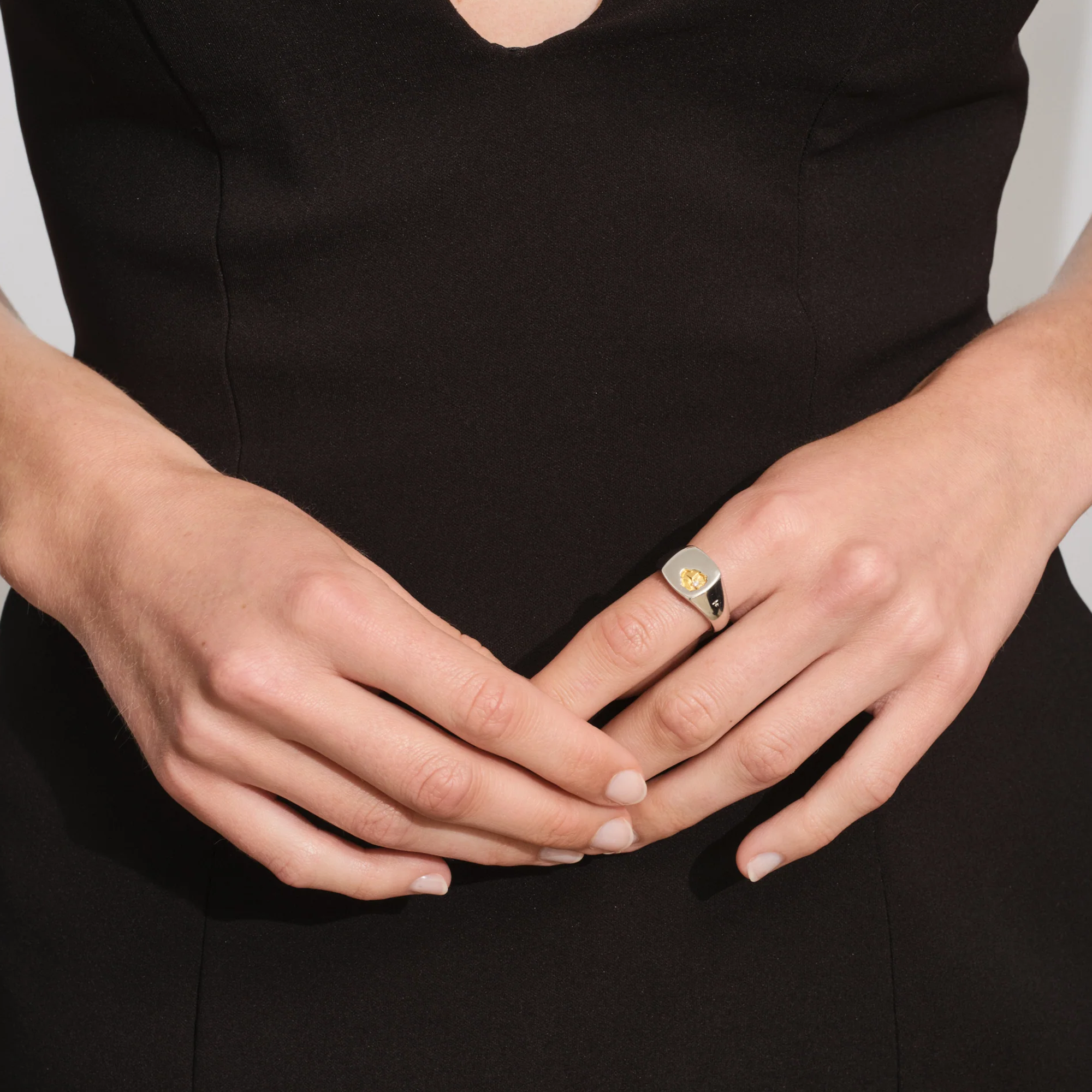 Tom Wood Mined Ring Small 925 Sterling Silver 18K Gold Plated