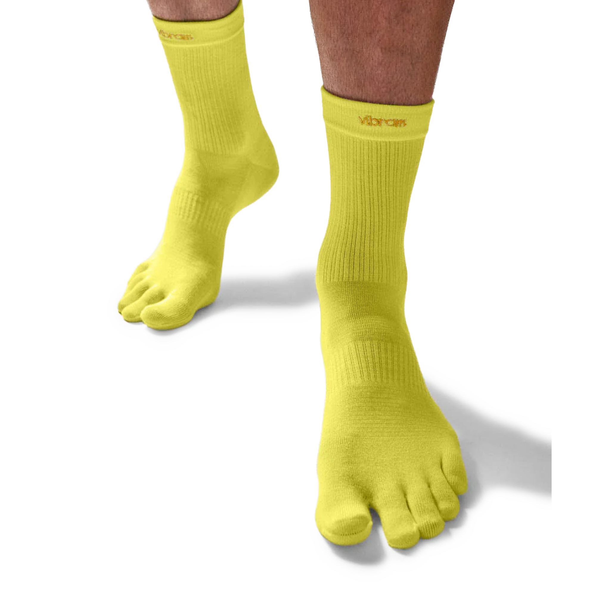 Vibram FiveFingers Crew Coolmax 2-Pack Toe Socks Lime/Ivory