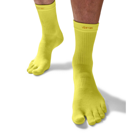 Vibram FiveFingers Crew Coolmax 2-Pack Toe Socks Lime/Ivory