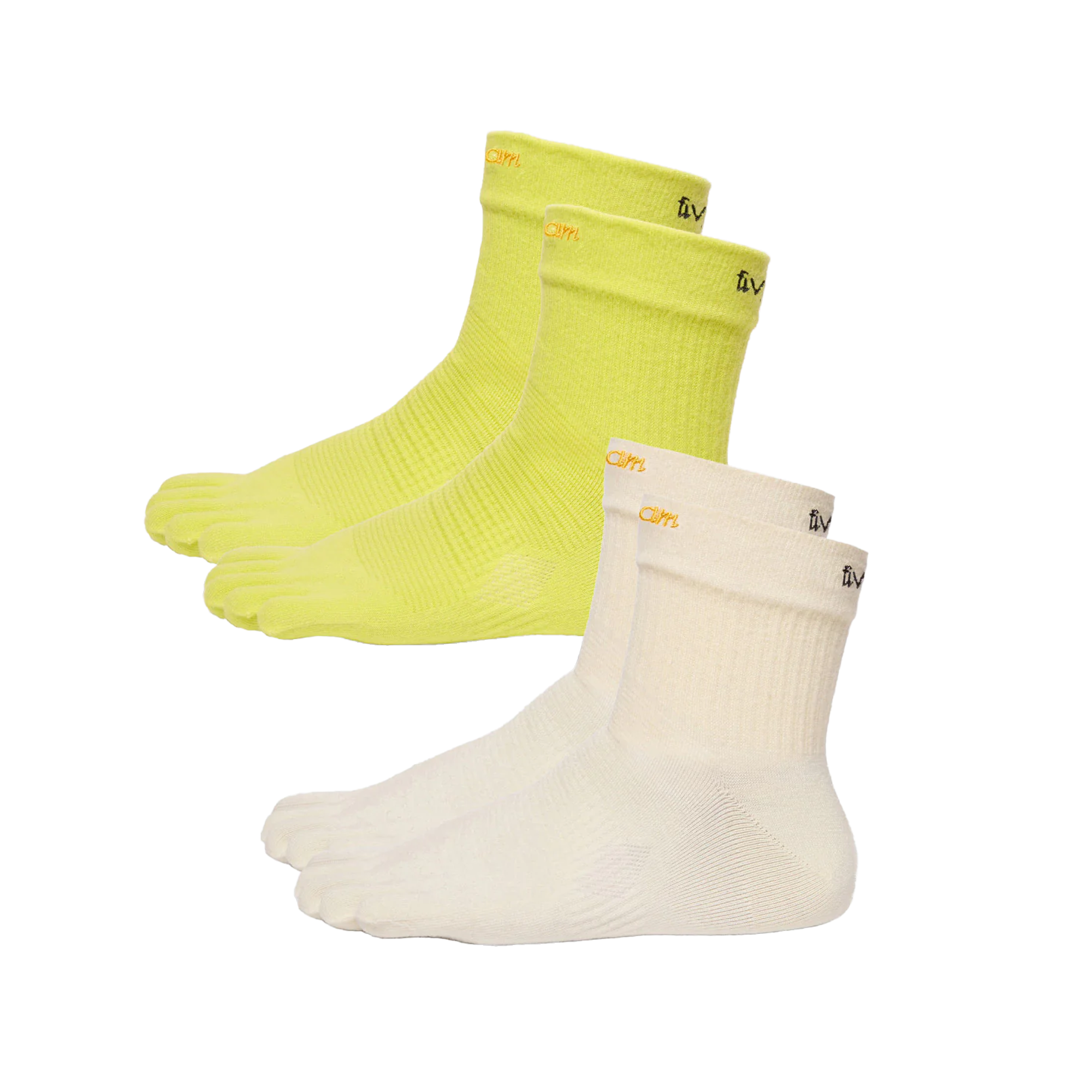 Vibram FiveFingers Mini Crew 2-Pack Toe Socks Lime/Ivory