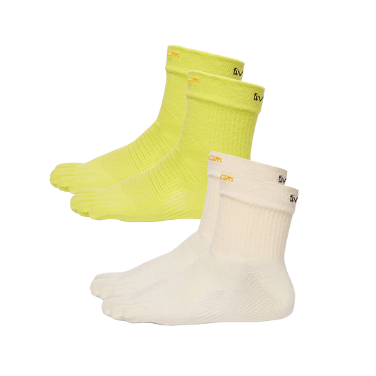 Vibram FiveFingers Mini Crew 2-Pack Toe Socks Lime/Ivory