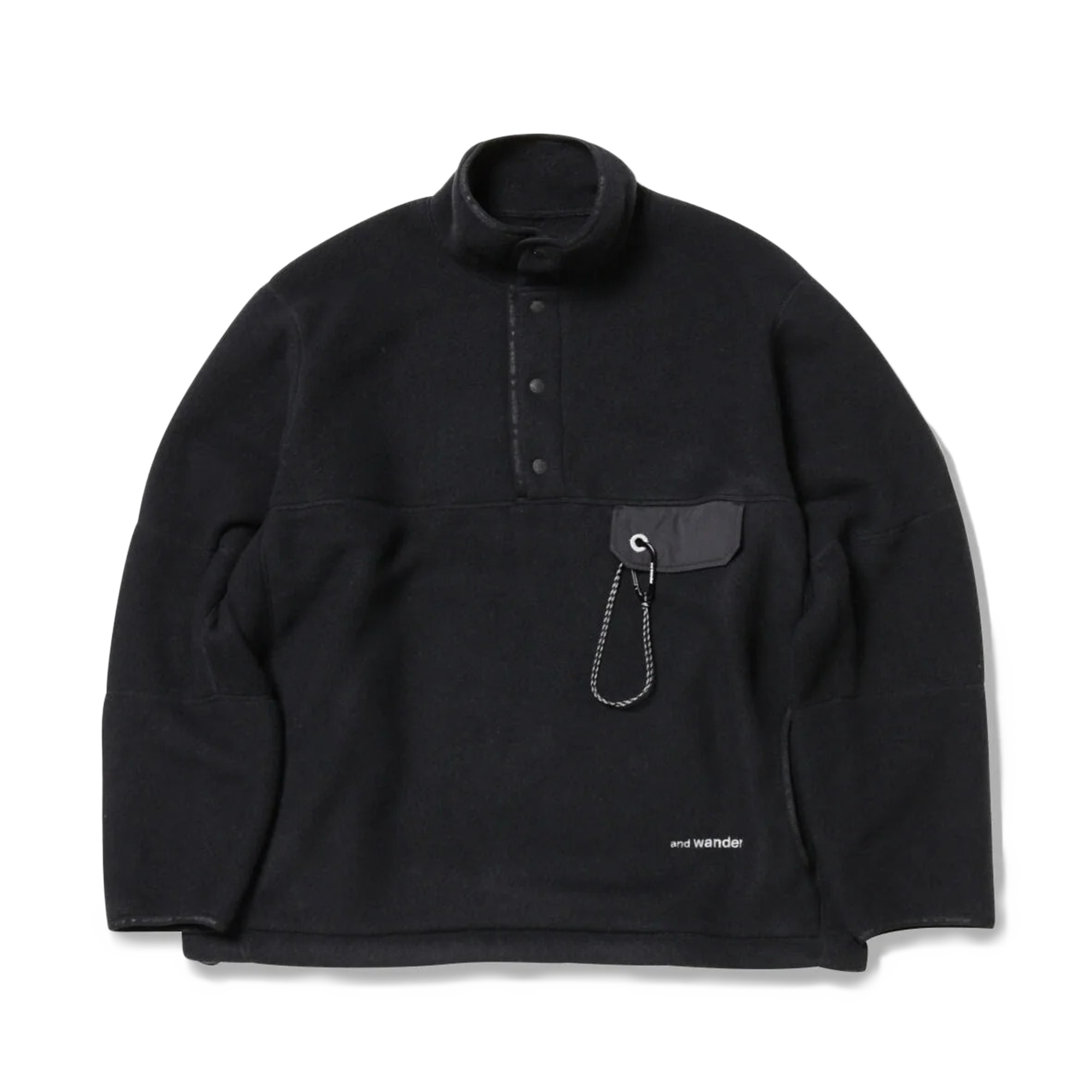 and wander Wool Fleece Pullover Black
