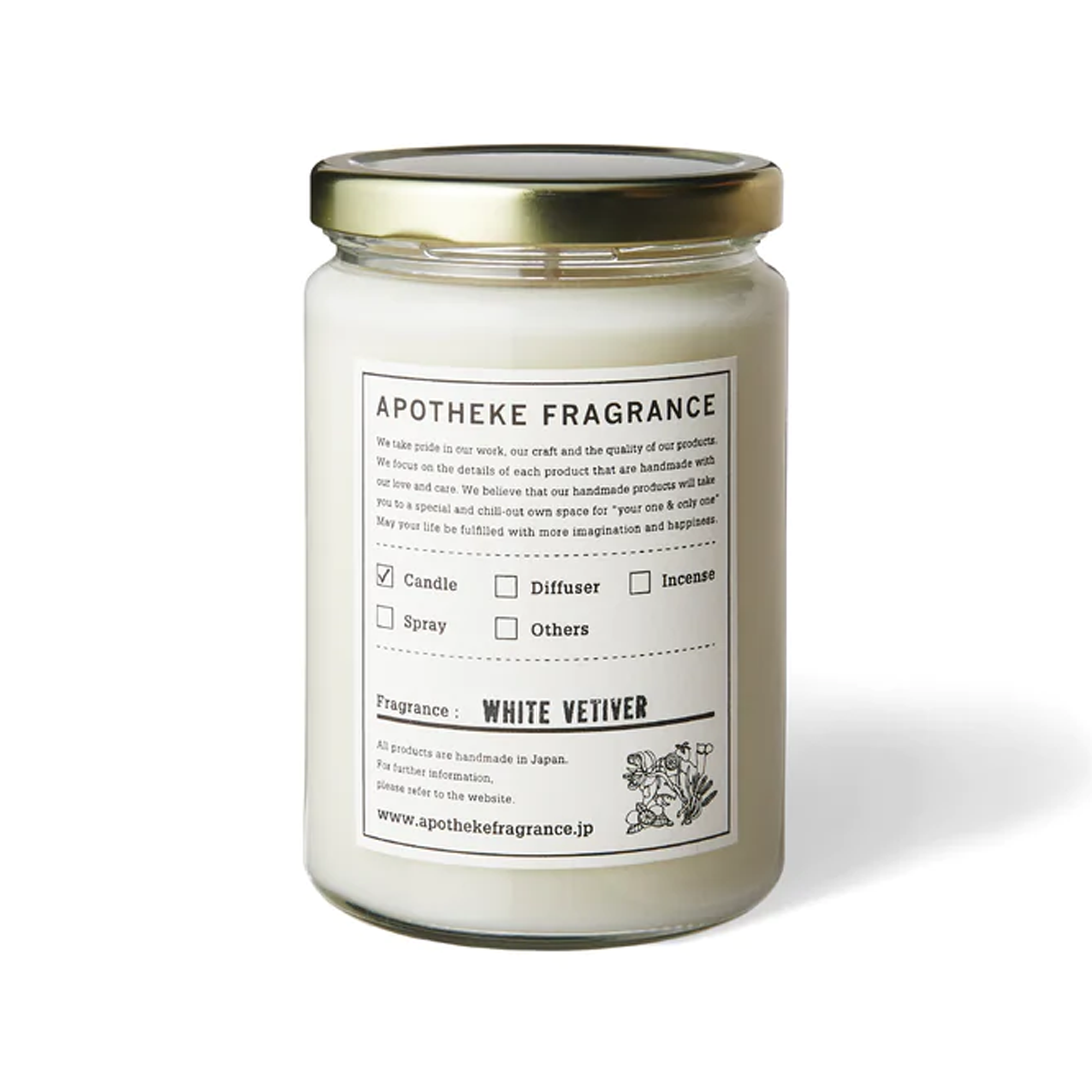 Apotheke Fragrance Glass Jar Candle "White Vetiver"