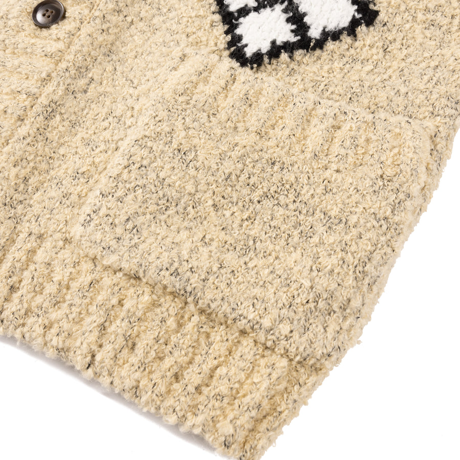 Patta Argyle Knitted Cardigan Light Brown Melange