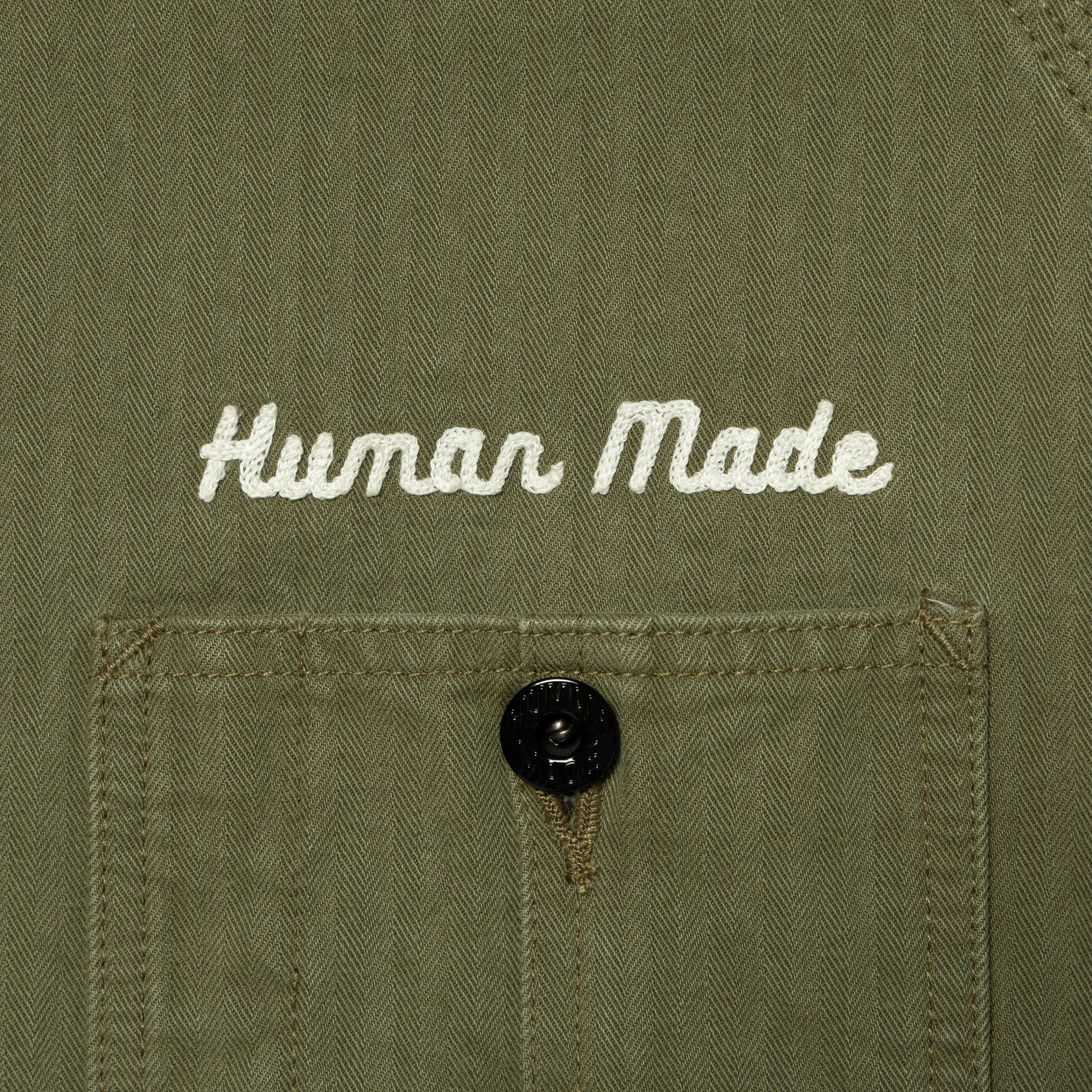 Human Made Herringbone Coverall Jacket Olive Drab HM25JK017