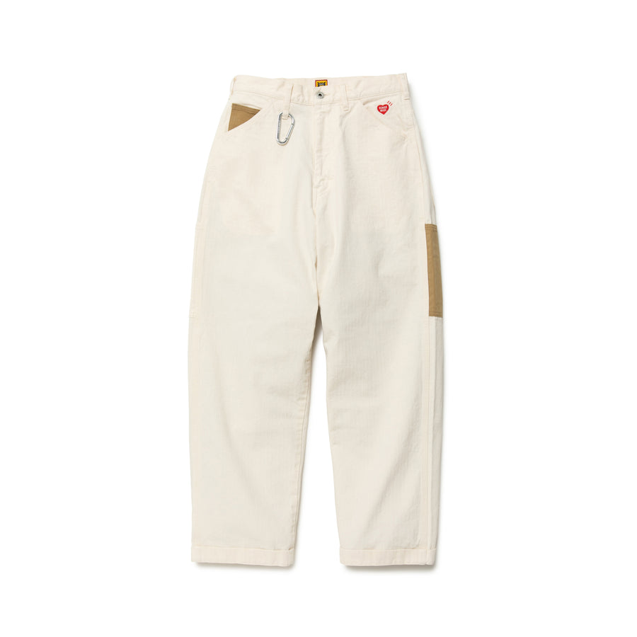 Human Made Herringbone Painter Pants White HM25PT008