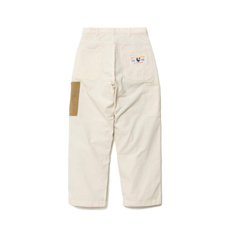 Human Made Herringbone Painter Pants White HM25PT008