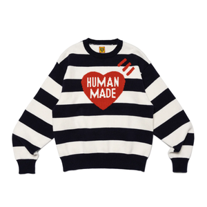 Human Made Striped Heart Knit Sweater Navy HM25CS002 – Laced