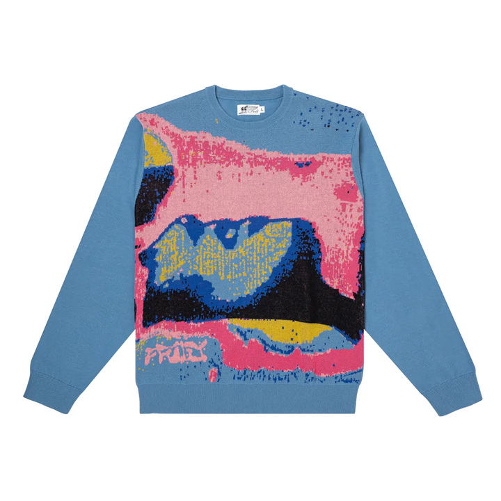 Felt Kisses Cotton Knit Sweater Ocean