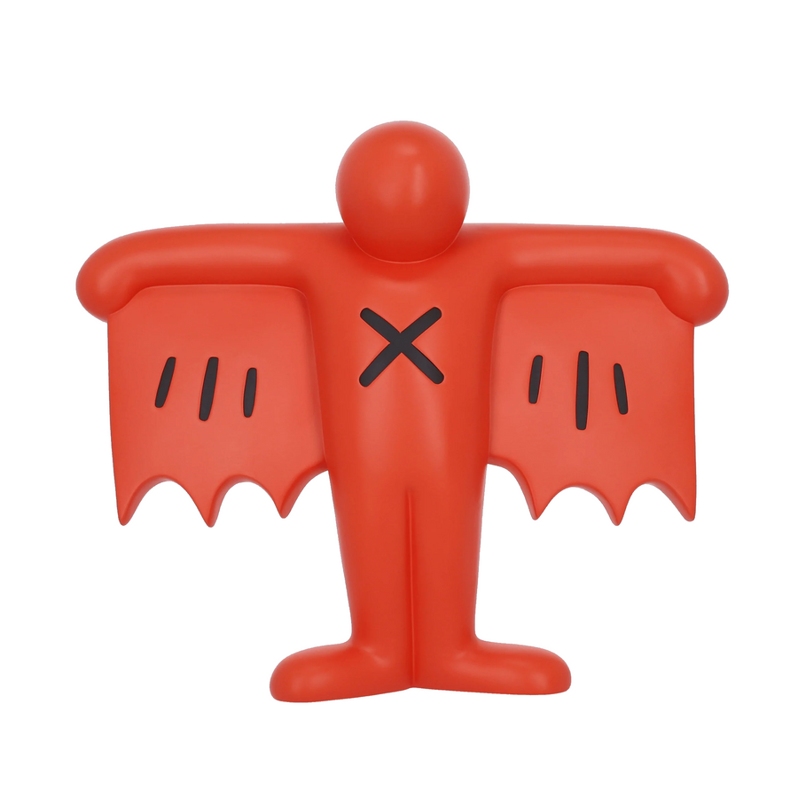 Medicom Toy x Keith Haring Flying Devil Statue Red