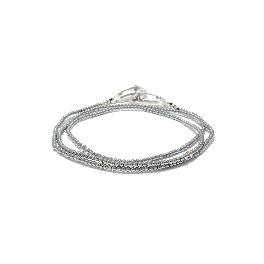 Mikia Mask Cord Double Wrap Bracelet Hematite/Karen Silver