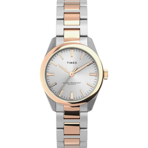 Timex Highview 3 Hand Stainless Steel Watch Rose Gold Silver